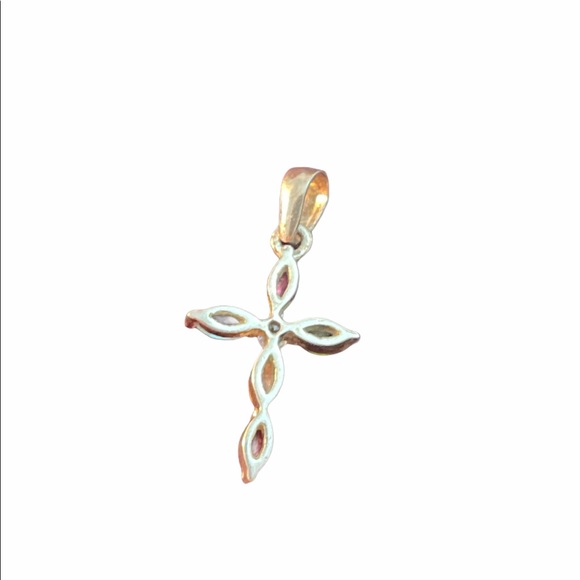 Sterling silver multi gemstone Cross pendant - Picture 2 of 2